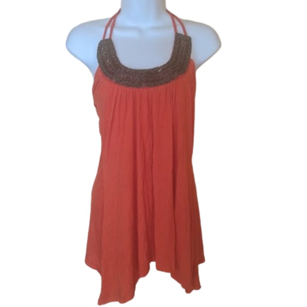 Orange Beaded Tunic Top Size Small Size Small NEW NWT